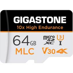 Gigastone [10x High Endurance] Industrial 64GB MLC Micro SD Card, 4K Video Recording, Security Cam, Dash Cam, Surveillance Compatible 100MB/s, U3